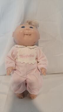 Vintage 1988 Mattel Cabbage Patch Kids Baby Doll Blonde Blue Eyes w/ Thumbelina